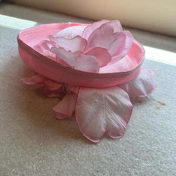 Pink flowered church hat vintage - Picture 2 of 9